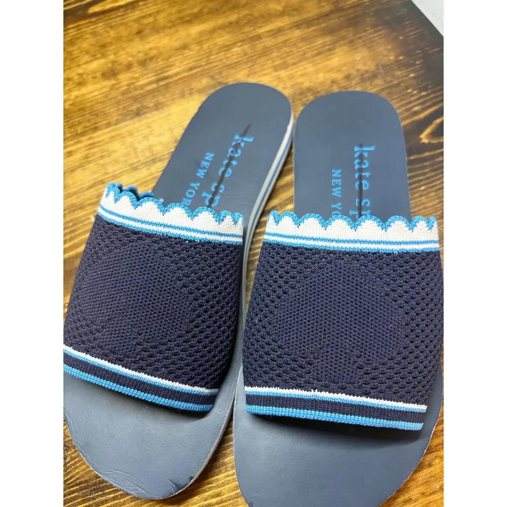 Kate Spade Navy Blue Slide Sandals Size 6